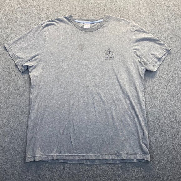 Brooks Brothers Mens Grey Short Sleeve Tee T-Shirt, Size XL,Cotton - Picture 1 of 10
